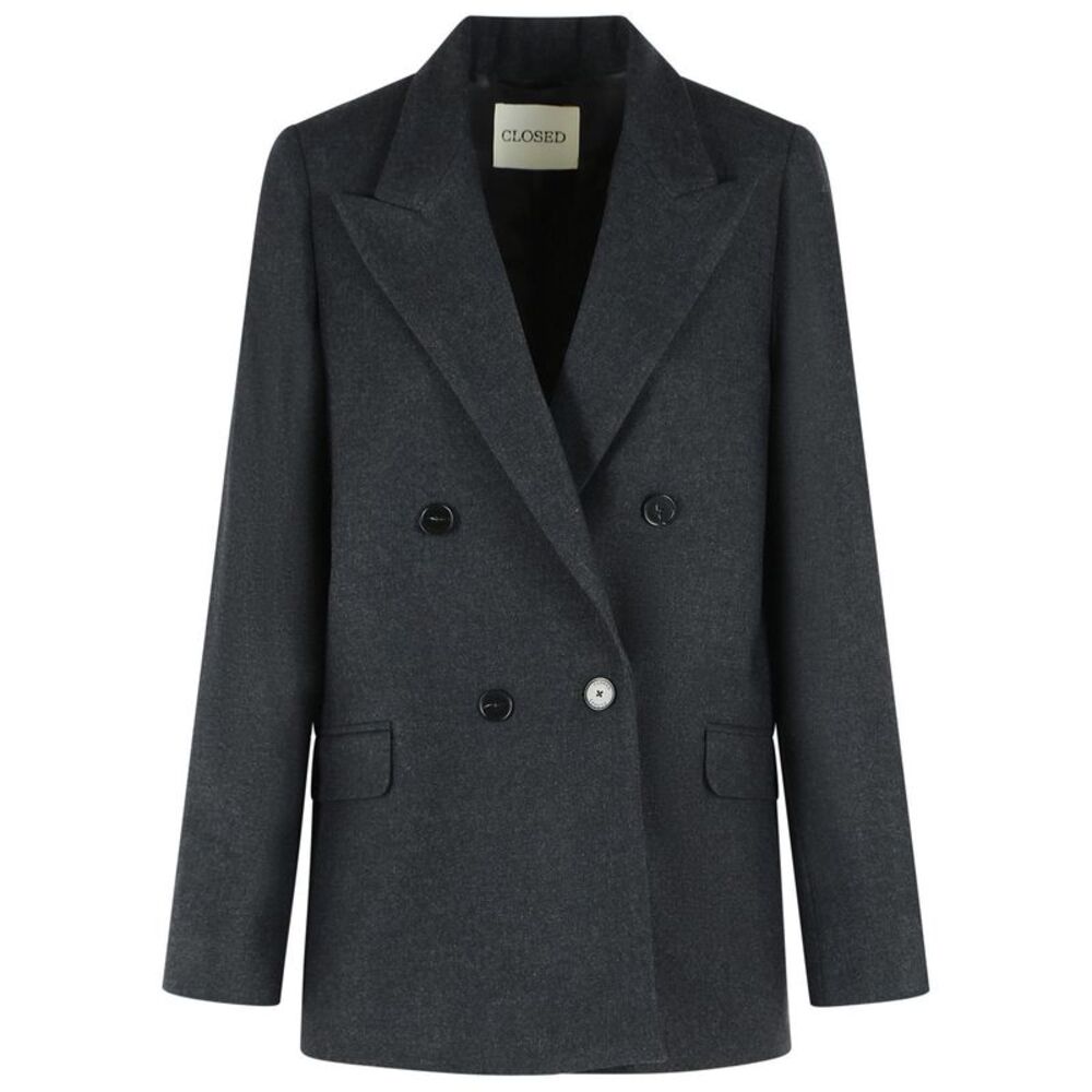 Closed Double-Breasted Blazer In Black Virgin Wool Blend Women